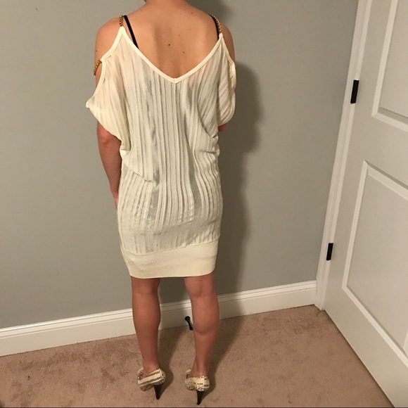 Sassy Bebe Off-White Sheer Sweater Dress - Picture 3 of 8